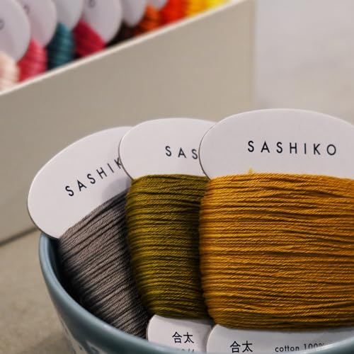 DARUMA Conjunto de 3 rolos de cartão de linha Sashiko (33 jardas x 3) - costura e bordado, inclui ma