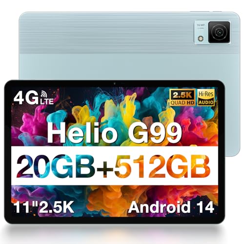 DOOGEE T40 2.5K Tablet 11 Pollici, 20GB RAM+512GB ROM/TF 2TB, Helio G99 Octa-Core, Android 14, Dual 4G LTE+5G WiFi, Face ID/8580mAh/OTG/8MP+16MP/BT5/GPS/GMS