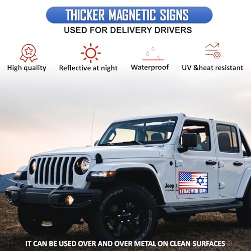 Image of 2 Pack I Stand with Israel American USA Flag Support Car Magnet - Auto Truck Fridge Magnetic Decal Bumper