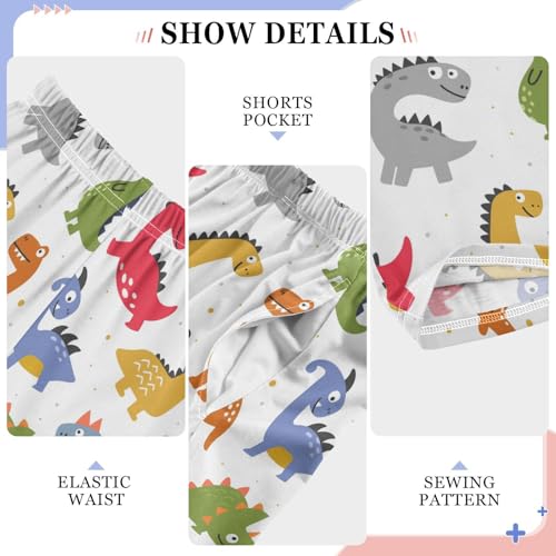 ZZXXB Lovely Cartoon Dinosaur Boys Long Pants Soft Trousers Elastic Waist Kids Lounge Bottoms with Pockets S-XL4