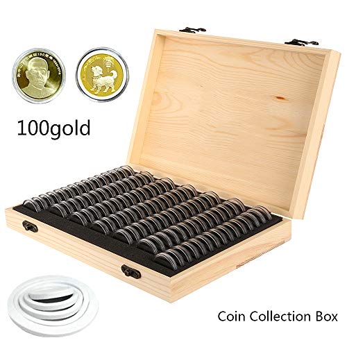 Caja organizadora de madera para colección de monedas miniatura 2