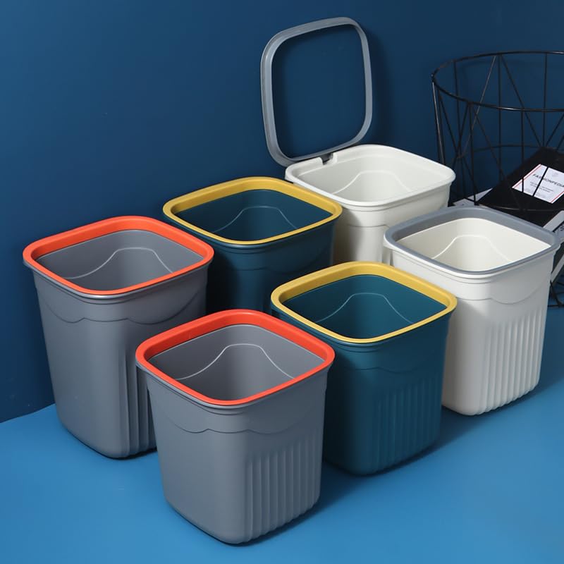 Pressure Ring Trash Can | Large Capacity Over 12 L Grey Nordic Style Cylinder 100 Durable Polymer DesignPatent Certified Household Kitchen-image-46