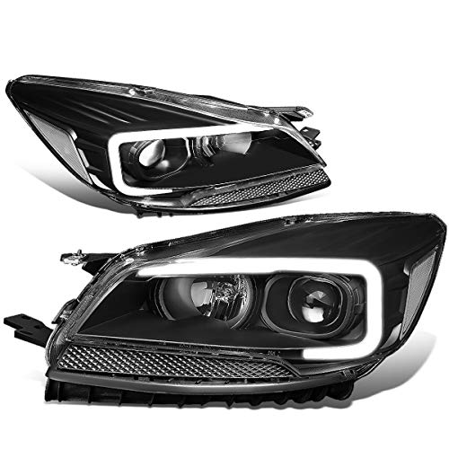 DNA MOTORING Pair 3D LED Projector Headlights Assembly Compatible with 2013-2016 Ford Escape Black/Clear HL-3D-FESC13-BK-CL1
