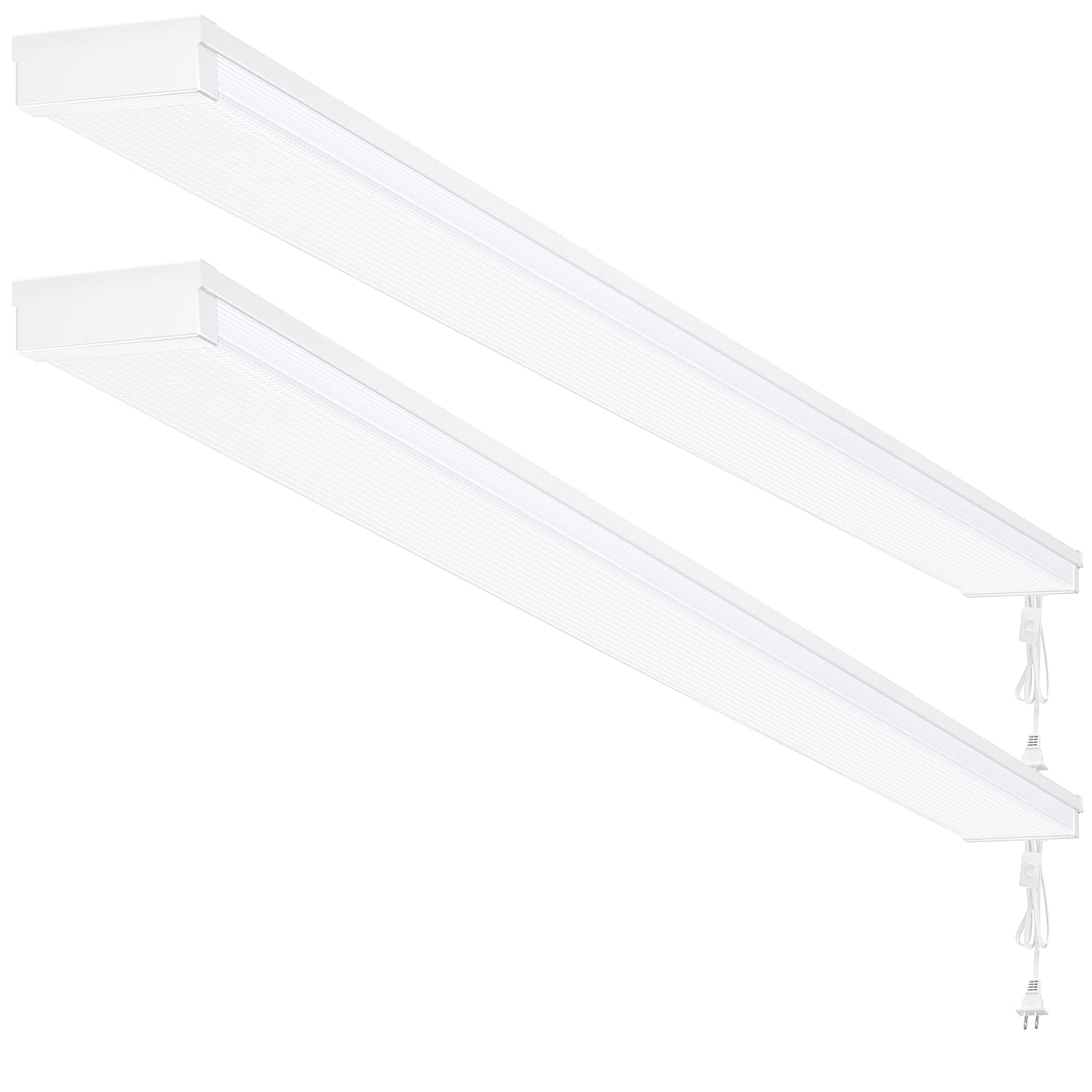 Photo 1 of ANTLUX 4FT LED Shop Lights for Garage, 4 Foot LED Wraparound Light, 40W, 4400LM, 4000K Neutral White, 48 Inch Crystal LED Wrap Ceiling Lighting Fixtures, Hanging or Surface Mount, Plug and Play 2 Pack