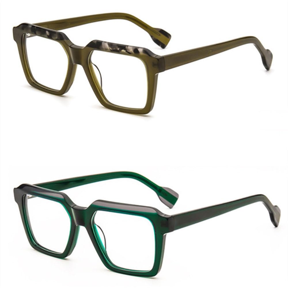 Gafas elegantes con montura cuadrada de acetato y lentes de resina sin graduación, ideales para la oficina, el estudio y el uso diario.