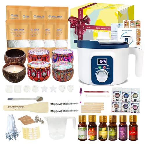 Kit de fabricação de velas DIY com óleos essenciais, cera, corant...