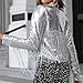 Sequin Jacket for Women Crop Shiny Tassel Coats Open Front 2024 Fashion Sequin Performance Sparkle Party Costume Silver