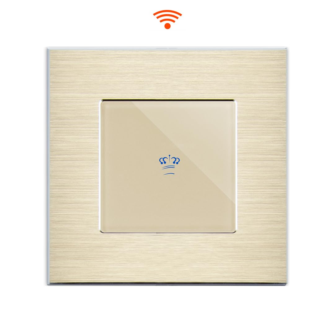 Interruptor de luz táctil inteligente con WiFi de KRONE, 1 posición, marco de aluminio, color dorado, interruptor de pared táctil para Alexa Google Home IFTT Tuya App controlado Luxus-Time