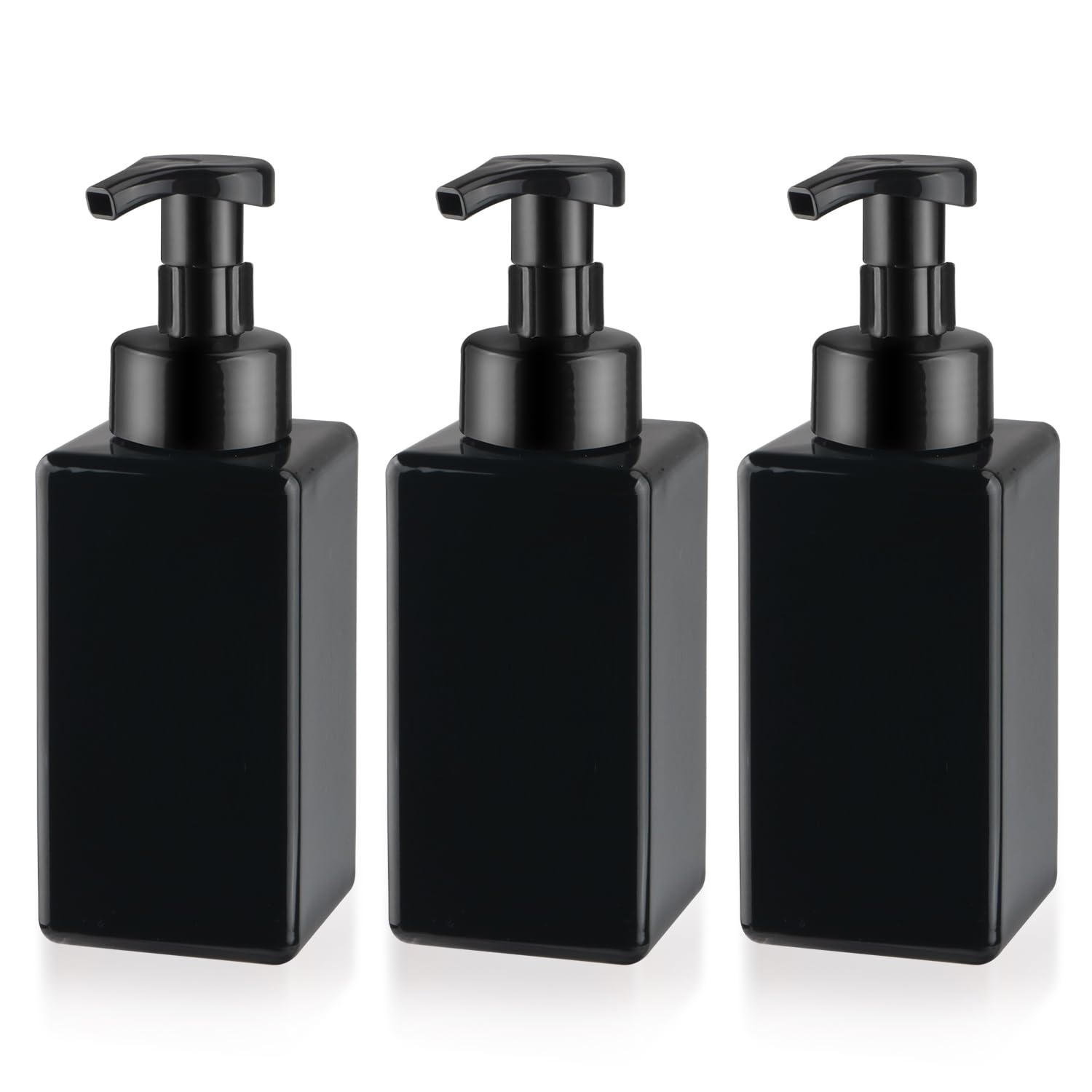 3 Pack Foaming Soap Dispenser Empty Plastic Foam Pump Bottle Refillable Foam Soap Bottle Dispenser for Shampoo Liquid Soap Face Wash (Black, 450ml/