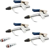 SANFU 4-Pack 1/4 NPT Lever Blow Guns with Rubber Safety Tips & Quick Connect Plugs - Durable Dust Blower for Garage Shop Industry (Blue)