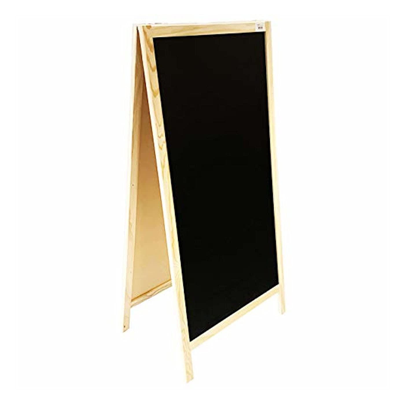 Tradineur - Pizarra de pie doble cara con caballete de madera plegable, tablero de dibujo con patas para escribir con tiza (120 x 58 cm)