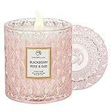 Chloefu LAN BlackBerry Rose Scented Candle, Oud Candles Gifts for Women, Pink Candles for Home Scent
