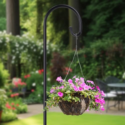 Image of Shepherd-Hooks Adjustable for Bird-Feeder Lantern Plant-Hook Garden-Stake - Plant Stand Hanger for Outdoor Flower Basket, Bird Feeder Hanger Weddings Decor