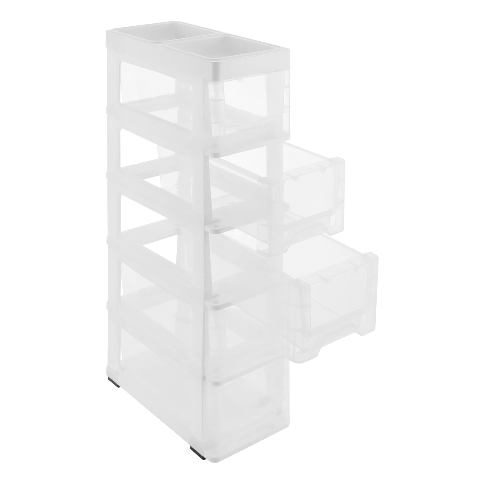 LOYALHEARTDY Bathroom Floor Cabinet,5 Drawers Slim Bathroom Storage Cabinet Dresser,Narrow Plastic Rolling Cart Organizer,Bathroom Cabinet for Small Spaces, Laundry,Office, (White)