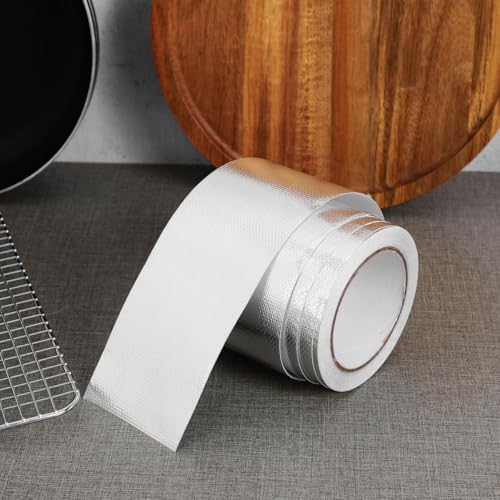 Image of Mikikit 8Cm Wide Aluminum Foil Tape Waterproof Insulation Repair Tape for Ductwork Rvs Tents and Outdoor Use - 20M Long Heavy Duty Adhesive
