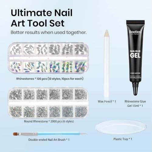 Image of Beetles Gel Polish Nail Glue with Nail Gems Set
