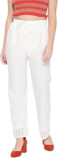 Vastraa Fusion Straight Regular Fit Stylish Solid Cotton Embroidered Lace Palazzo or Bottoms For Women's and Girls (VASTRA... Price In India