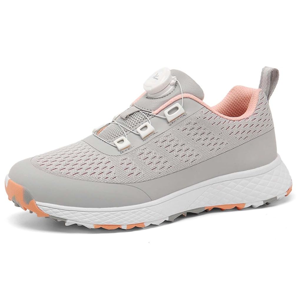 SDEQA Chaussures de Golf pour Femmes, sans Crampons, à Bouton Rotatif, pour golfeuses Professionnelles, antidérapantes et légères