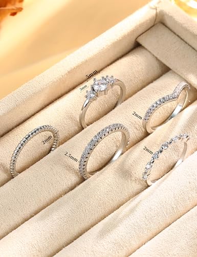 Florideco Stackable Gold Rings for Women 14K Gold Plated Minimalist Non Tarnish Cubic Zirconia Thumb Ring Set Dainty Gold Knuckle Ring Trendy Statement Stacking Rings Set Size 5-103