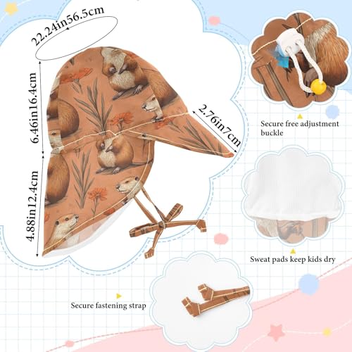 Cartoon Beaver Terracotta Kids Sunhat Baby Boys' Summer Hats Baby Girls UPF 50+ Protection Wide Brim Traveling Camping Hat4