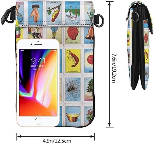 Loteria Card Pattern Women Soft PU Leather Cellphone Purse Wallet Handbag Small Crossbody Shoulder Bag