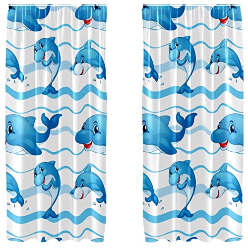 Cortinas de onda azul para salón juego de 2 paneles dormitorio 55x84 pulgadas 2