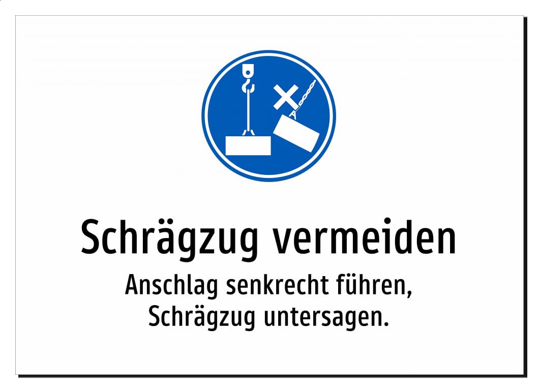 36457-DE-S-06 | Schrägzug vermeiden - Anschlag senkrecht führen, | Aluminiumschild A5, 210 x 148mm | mit Symbolgrafik und Text