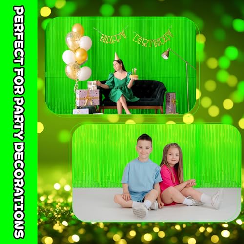 Image of 6 Pack Glow in The Dark Curtains Party Supplies 6.6 x 3.3 Ft Glow Tinsel Foil Fringe Curtains Photo Booth Prop Backdrop Streamer for Birthday Holiday Neon Party Decorations
