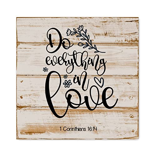 Panneau mural en bois chrétien Do Everything In Love 40x40 cm Evans1nism