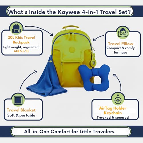 3pc Kids Travel Backpack for airplane | Includes Airtag holder for kid travel pillow and blanket | 5 year old girl birthday gift for year old girl | Kids travel essentials | Disney world essentials - Image 3