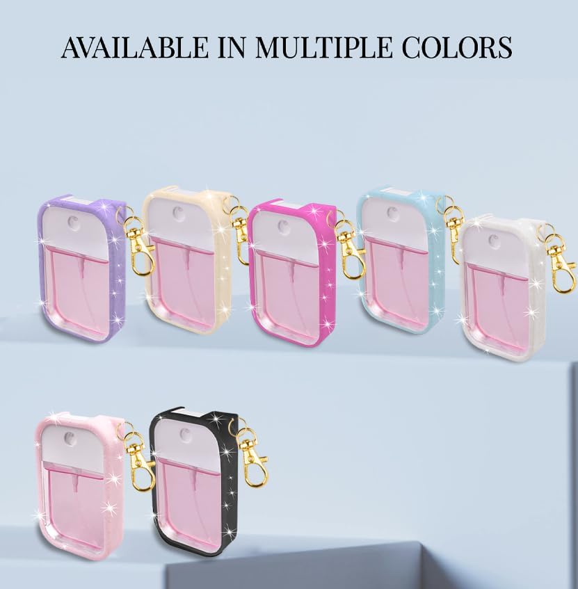 TERPINK Silicone Case Compatible with Touchland Hand Sanitizer Spray, Protective Case with Keychain for 1 fl oz, Hand Sanitizer Spray Accessory (Glitter Sequin Blush Beige) - Image 3