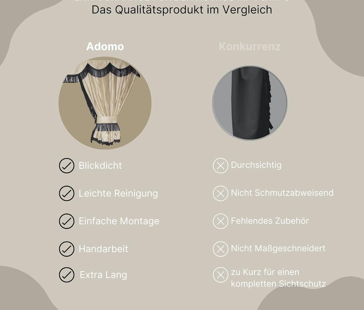 LKW Gardinen für DAF XG DAF XG+, beige-schwarz
