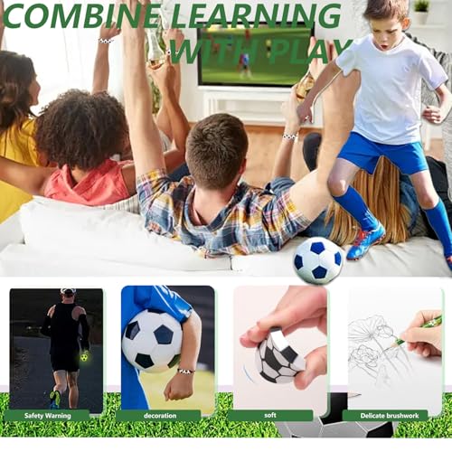 Aoksily 62 Stück Fussball Mitgebsel Jungen,Fussball Deko Geburtstag Kinder,Gastgeschenke Geburtstag Mitgebsel mit Bleistifte Geschenke Radiergummis Armband Set für Kinder Jungen Mädchen