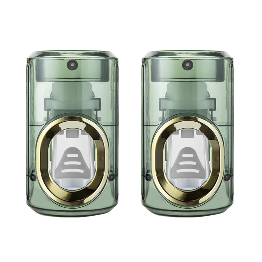 Dongker 2Pcs Green Toothpaste Dispenser, No-Hole Installations, Automatic Toothpaste Squeezer, Wall Mounted, Green, Blue, Transparent