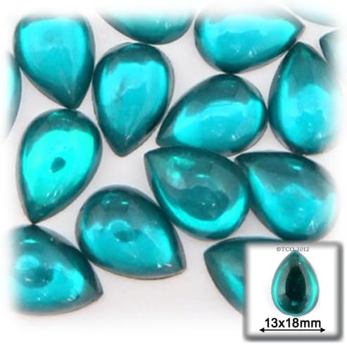 The Crafts Outlet 144-Piece Acrylic Flatback Cabochons Teardrop Beads, 13 by 18mm, Aqua Blue