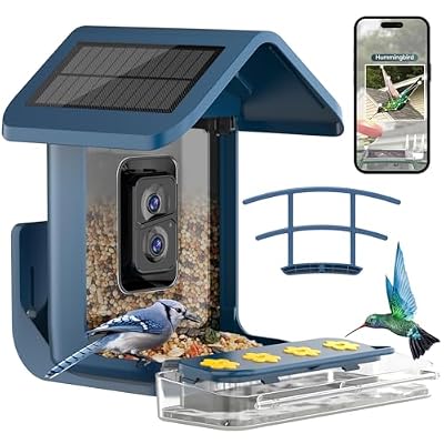 Bird Feeder with Camera Solar Powered : Smart Camera Bird Feeder 2K Live Feed Cam for Outdoor Backyard - Ai Identify Auto Capture Videos Pictures, Gifts for Birdlover Mom Dad, 2.5GHz WiFi
