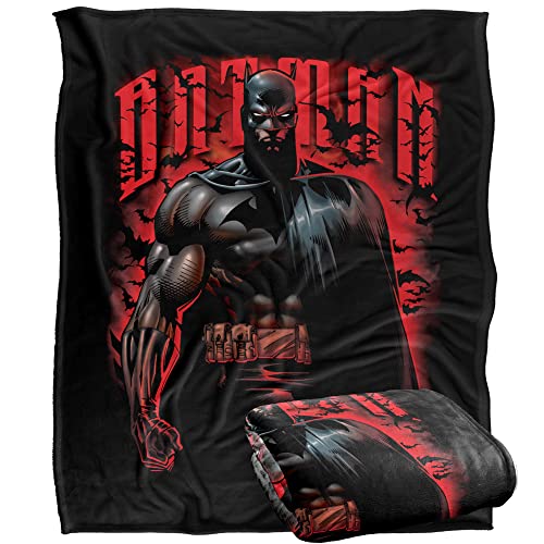 BATMAN Rouge Knight Plaid Ultra Doux au Toucher Soyeux – 152 x 127 cm