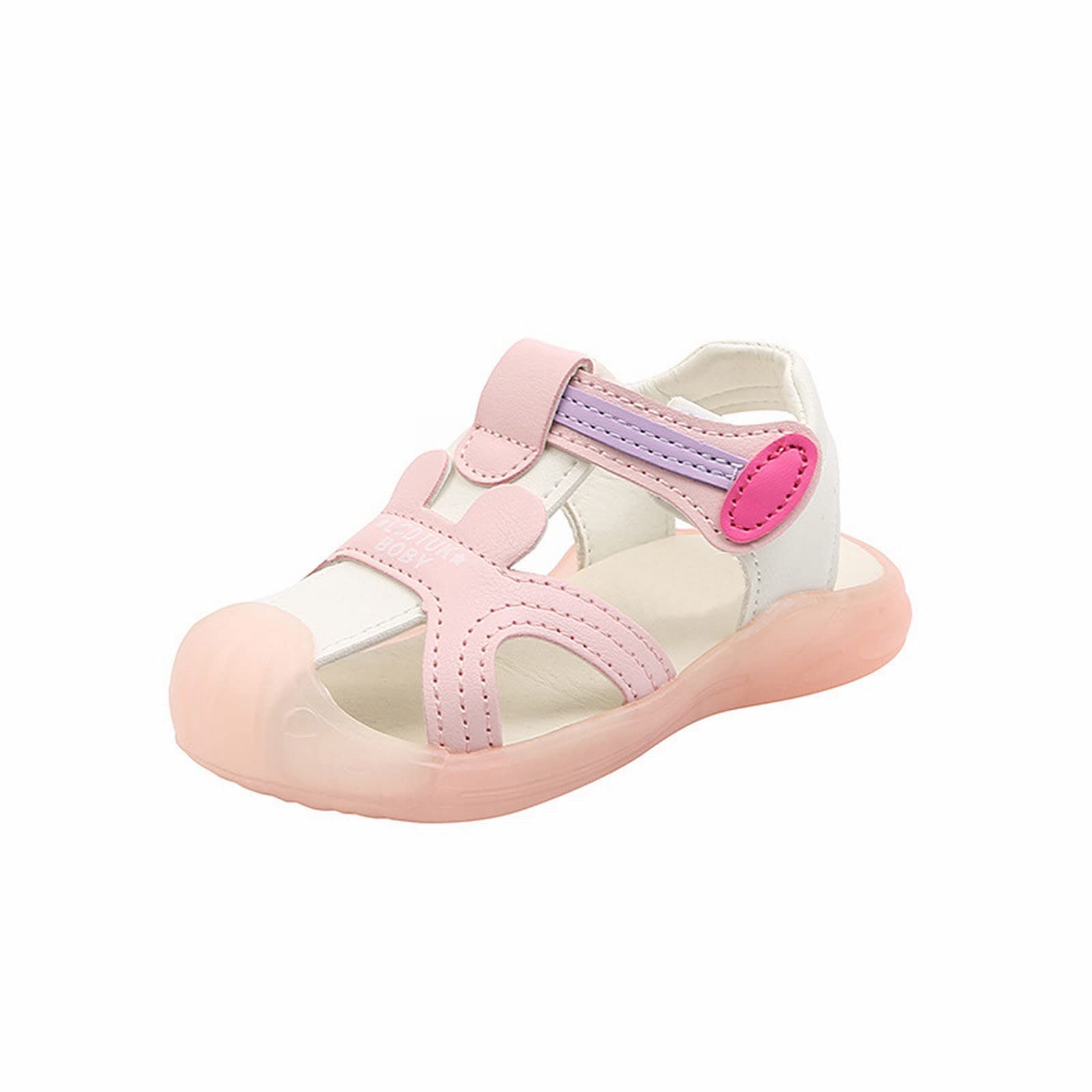 Summer Anti Kick LED Luminous Sandals 1 To 6 Years Old Children's Bright Light Beach Shoes Baby Soft Start Shower Slides (Pink, 6.5 Infant)