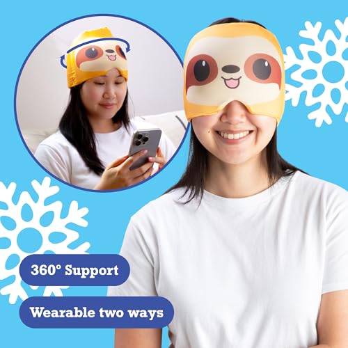 Image of Happy Helpers Sloth Cooling Headache Cap by Relatable, Perfect for Soothing Support During Headaches, Hangovers, Post Workout Recovery, Stress Support and Cooling Support, Includes 1 Cooling Cap