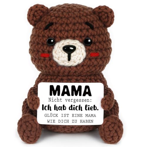 CheriGift Positive Bär Geschenke für Mama, Handgehäkelter Bär...