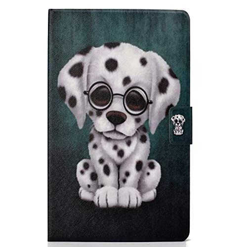 Dunkelgrün Süß Tier Hund Schutzhülle für Amazon Fire HD 10-Zoll-Tablet (2017),Kinder Stoßfest Kratzfeste Superleicht PU Leder Hülle mit Weich