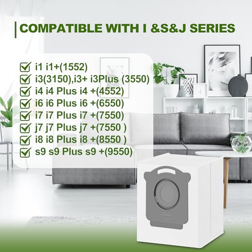Image of 24 Pack Upgrade Vacuum Bags Compatible with iRobot Roomba i7，i7+，i3，i3+，i1+，i4，i4+，i6，i6+，j7，j7+，i8，i8+，s9，s9+ Plus, i & s & j Series, Fit for 104,105, 504, 705, Dirt Disposal Bags.