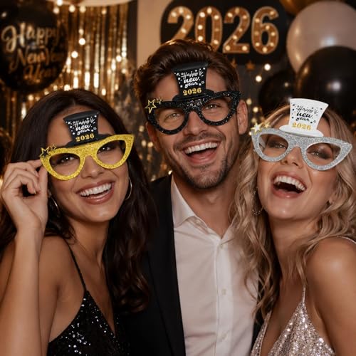 Lunettes de soleil fête Nouvel An 2026 pour animation originale de photomaton de réveillon - 4