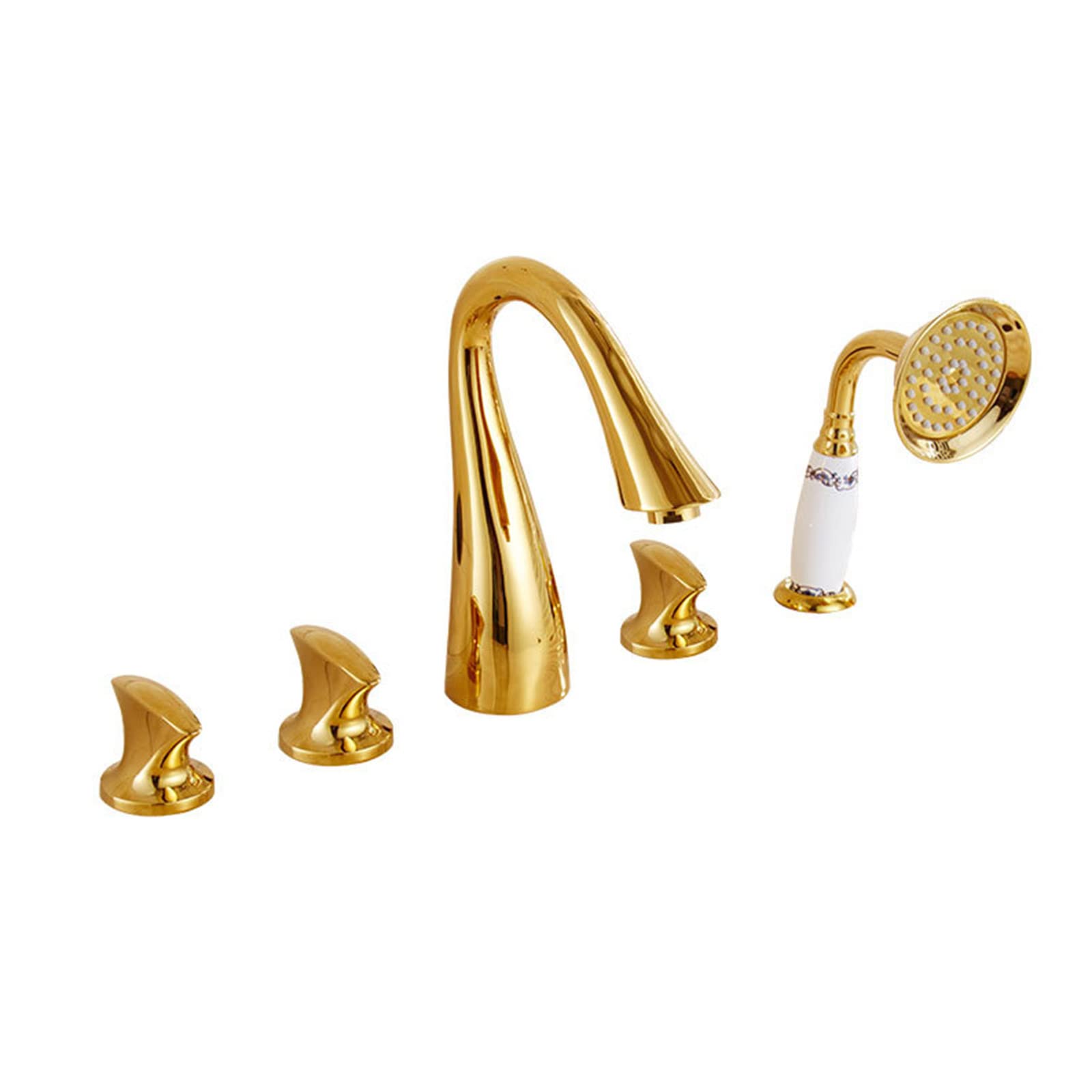COSZWQDP Bath Faucets with Shower Mixer Faucet Gold Brass Bathtub
