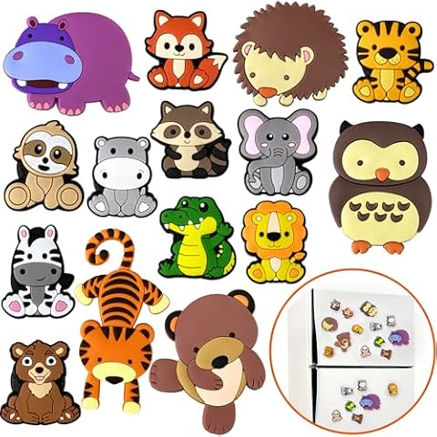 LEFUBABY 15Pcs Jungle Animal Fridge Magnets Cover