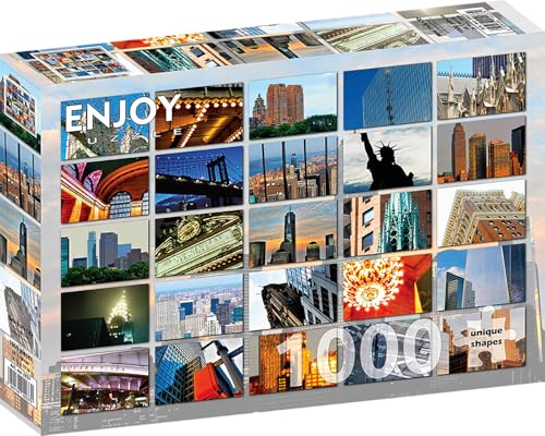 Puzzle 1000 pièces pour Adultes - Collage de paysages et Monuments de New York | Finition Mate antireflet | Puzzle Amusant et exigeant | 68 x 48 cm | Cadeau Voyage Original | Enjoy