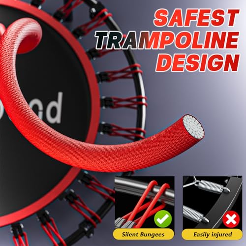 Image of SkyBound Mini Trampoline Fitness Trampoline Fitness Rebounder with Adjustable Foam Handle - Exercise Trampoline for Adult - Fitness Trampoline for Workout Trainer