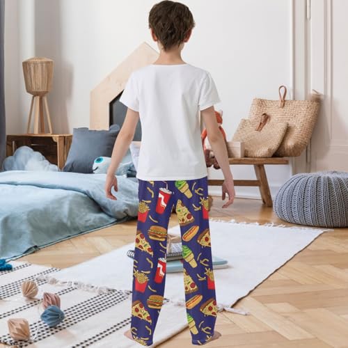 Boy's Pants Pizza Pattern Jogger Pants Elastic Waist Long Bottoms Trousers with Pockets 6-14 Years3