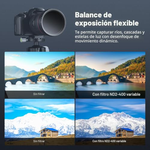 Filtro ND Variable 58mm Elimina Reflejos y Reduce Luz sin Cambiar de Accesorio 6