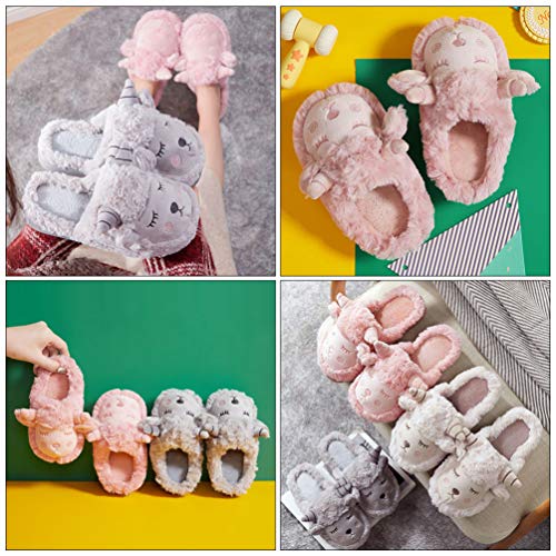 Holibanna Pantufas femininas quentes para ambientes internos com desenho de ovelhas fofas macias e a